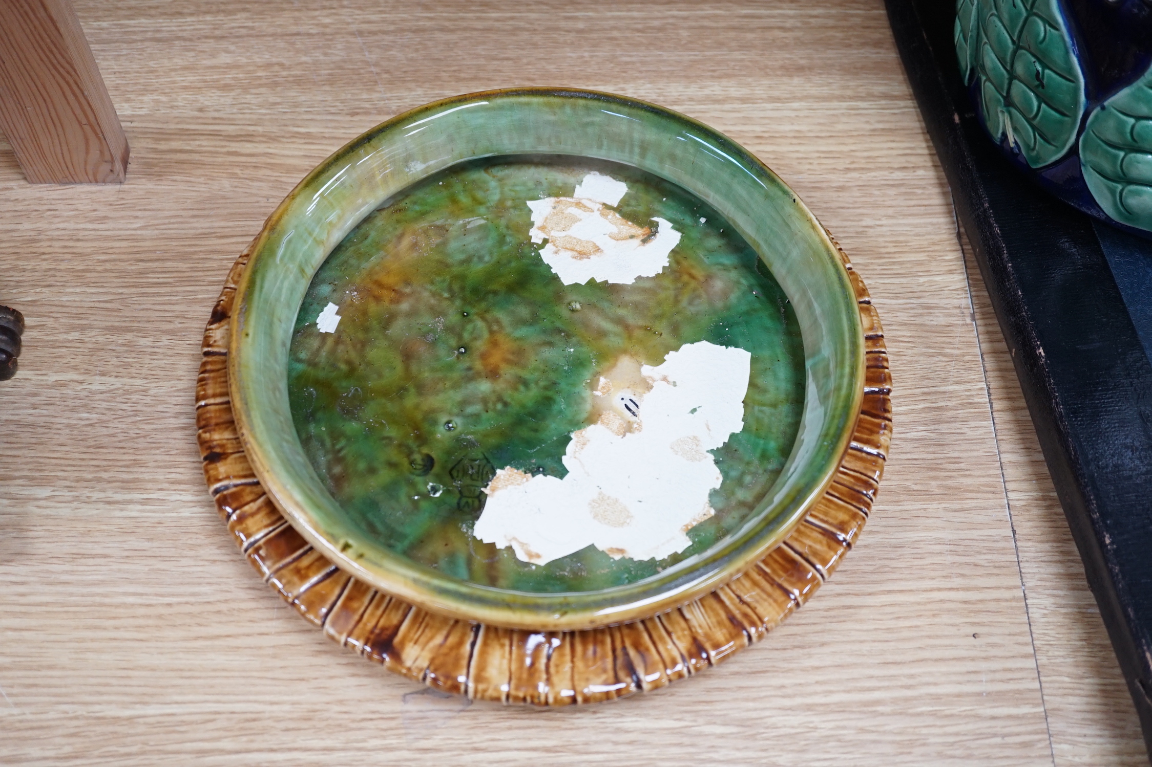 A George Jones majolica lily pond stilton dish and stand